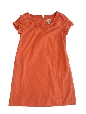 J.Crew Orange Cotton Silk Blend Braided Neck Shift Dress Size 6
